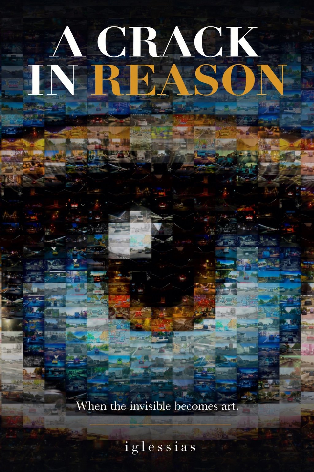 English cover visualisation of A Crack in Reason: an eye composed of a mosaic of photographs